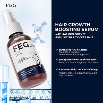 FEGPLUS Minoxidil Hair & Beard Growth Serum (50ml) Thicker and Stronger Hair Spray